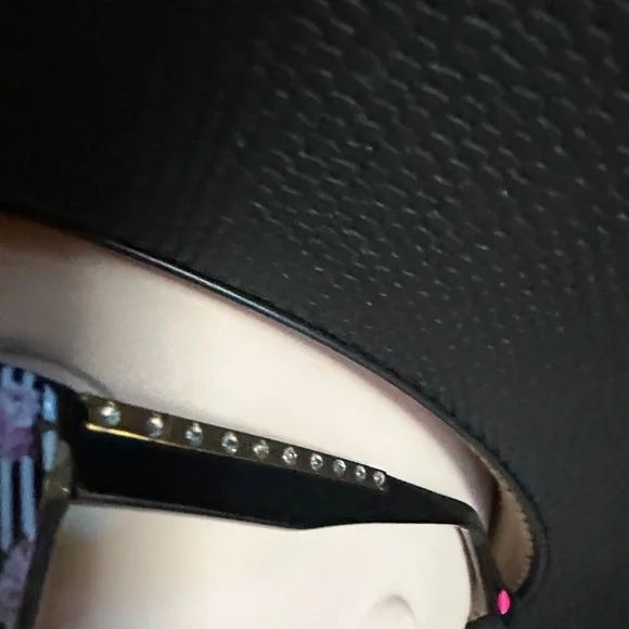 Betsey Johnson Black and Pink Striped Cat-Eye Sunglasses - Picture 2 of 4